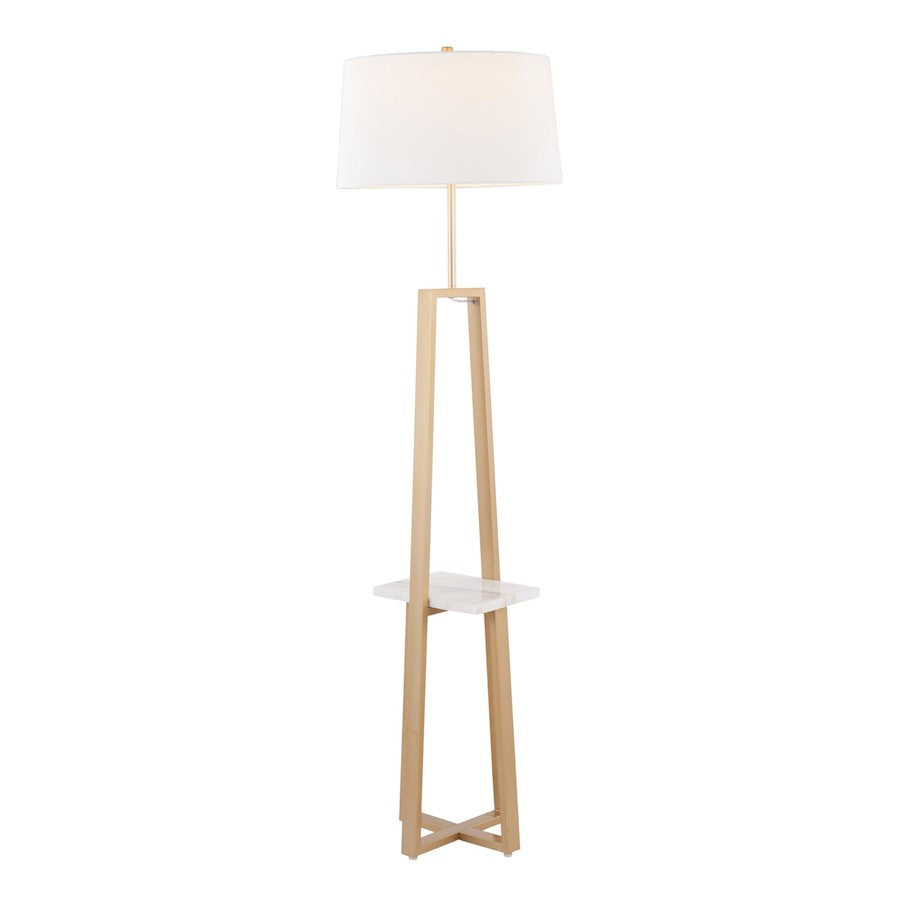 LumiSource Cosmo 68in Shelf Floor Lamp | White Marble & Gold Metal | Living Room & Office | 19 x 19 x 68 in | Model LFLV-COSMOAUWMBW