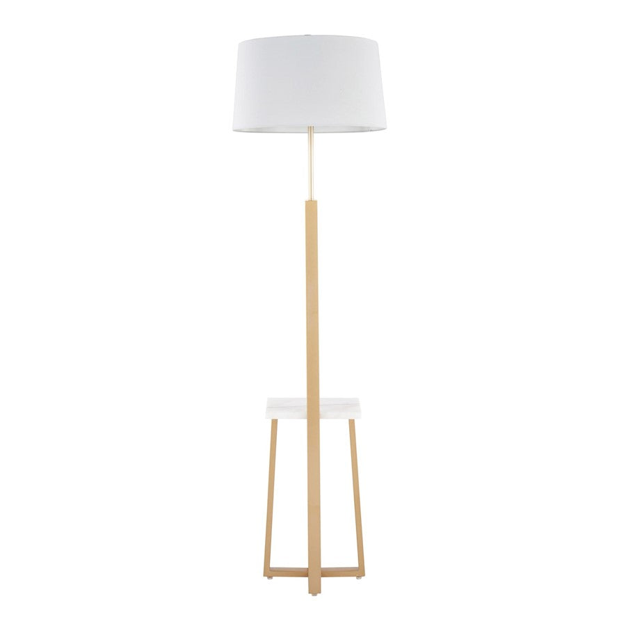 LumiSource Cosmo 68in Shelf Floor Lamp | White Marble & Gold Metal | Living Room & Office | 19 x 19 x 68 in | Model LFLV-COSMOAUWMBW