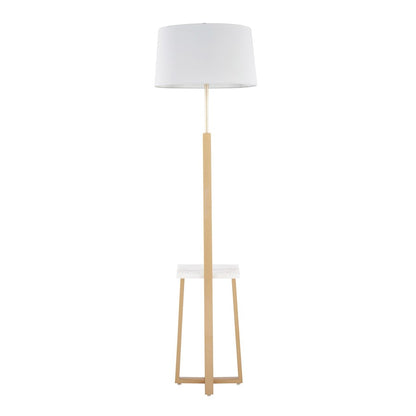 LumiSource Cosmo 68in Shelf Floor Lamp | White Marble & Gold Metal | Living Room & Office | 19 x 19 x 68 in | Model LFLV-COSMOAUWMBW