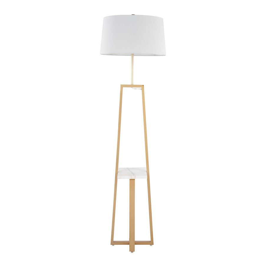 LumiSource Cosmo 68in Shelf Floor Lamp | White Marble & Gold Metal | Living Room & Office | 19 x 19 x 68 in | Model LFLV-COSMOAUWMBW