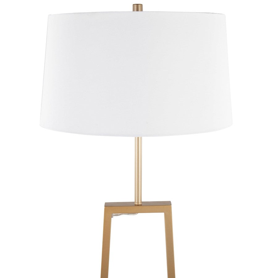 LumiSource Cosmo 68in Shelf Floor Lamp | White Marble & Gold Metal | Living Room & Office | 19 x 19 x 68 in | Model LFLV-COSMOAUWMBW