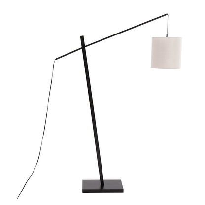 LumiSource Arturo 60in Adjustable Floor Lamp | Contemporary Black Wood and Steel with Grey Fabric Shade | Living Room & Home | Model LS-ARTUROFLBKGY