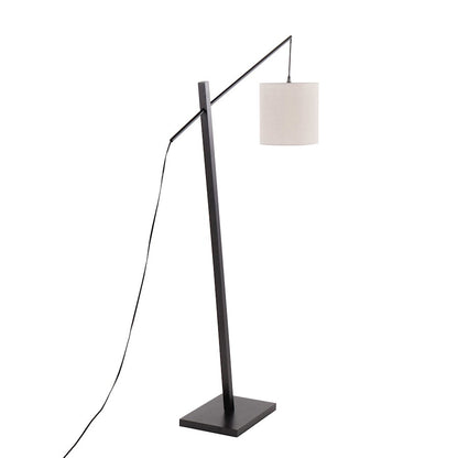 LumiSource Arturo 60in Adjustable Floor Lamp | Contemporary Black Wood and Steel with Grey Fabric Shade | Living Room & Home | Model LS-ARTUROFLBKGY