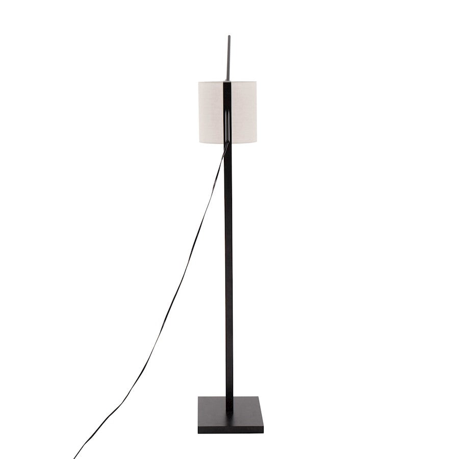 LumiSource Arturo 60in Adjustable Floor Lamp | Contemporary Black Wood and Steel with Grey Fabric Shade | Living Room & Home | Model LS-ARTUROFLBKGY