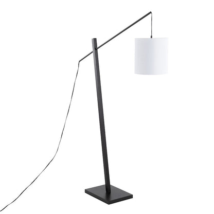 LumiSource Arturo 60in Floor Lamp | Contemporary Black Wood, Black Steel & White Fabric | Living Room & Bedroom Reading Light | Model LS-ARTUROFLBKW
