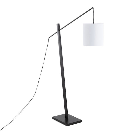 LumiSource Arturo 60in Floor Lamp | Contemporary Black Wood, Black Steel & White Fabric | Living Room & Bedroom Reading Light | Model LS-ARTUROFLBKW