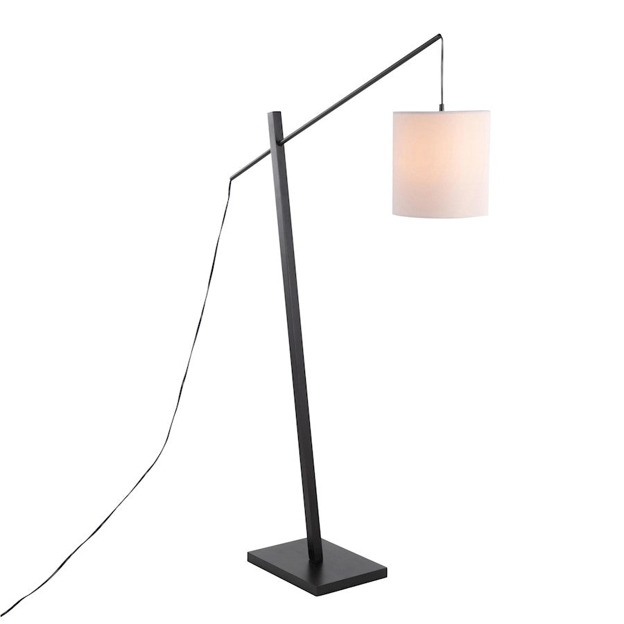 LumiSource Arturo 60in Floor Lamp | Contemporary Black Wood, Black Steel & White Fabric | Living Room & Bedroom Reading Light | Model LS-ARTUROFLBKW