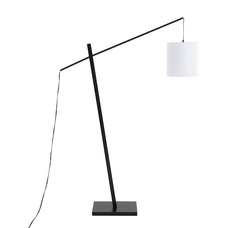 LumiSource Arturo 60in Floor Lamp | Contemporary Black Wood, Black Steel & White Fabric | Living Room & Bedroom Reading Light | Model LS-ARTUROFLBKW