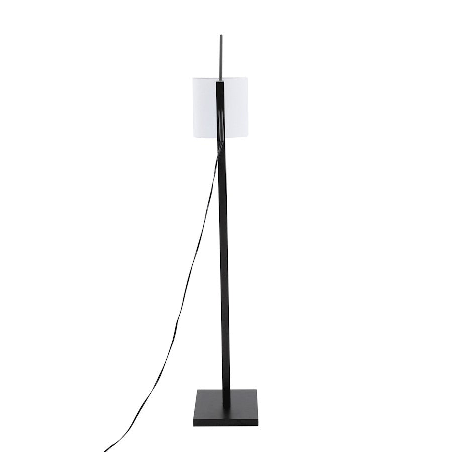 LumiSource Arturo 60in Floor Lamp | Contemporary Black Wood, Black Steel & White Fabric | Living Room & Bedroom Reading Light | Model LS-ARTUROFLBKW