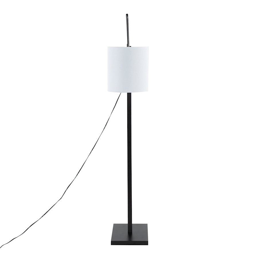 LumiSource Arturo 60in Floor Lamp | Contemporary Black Wood, Black Steel & White Fabric | Living Room & Bedroom Reading Light | Model LS-ARTUROFLBKW