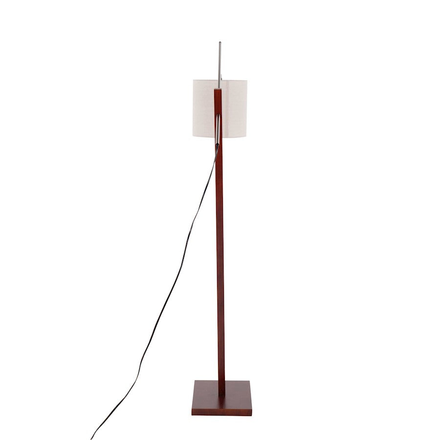 LumiSource Arturo 60in Floor Lamp | Contemporary Walnut Wood, Satin Nickel & Grey Fabric | Living Room & Bedroom Reading | Model LS-ARTUROFLWLGY