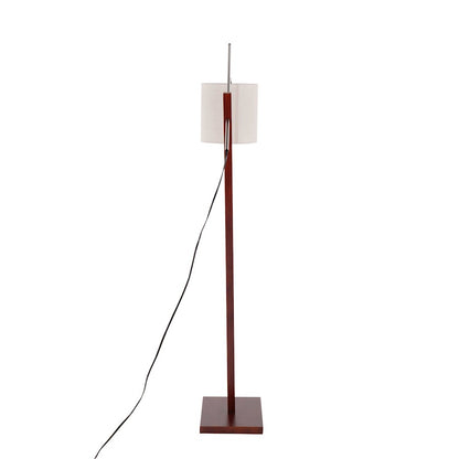 LumiSource Arturo 60in Floor Lamp | Contemporary Walnut Wood, Satin Nickel & Grey Fabric | Living Room & Bedroom Reading | Model LS-ARTUROFLWLGY