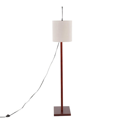 LumiSource Arturo 60in Floor Lamp | Contemporary Walnut Wood, Satin Nickel & Grey Fabric | Living Room & Bedroom Reading | Model LS-ARTUROFLWLGY