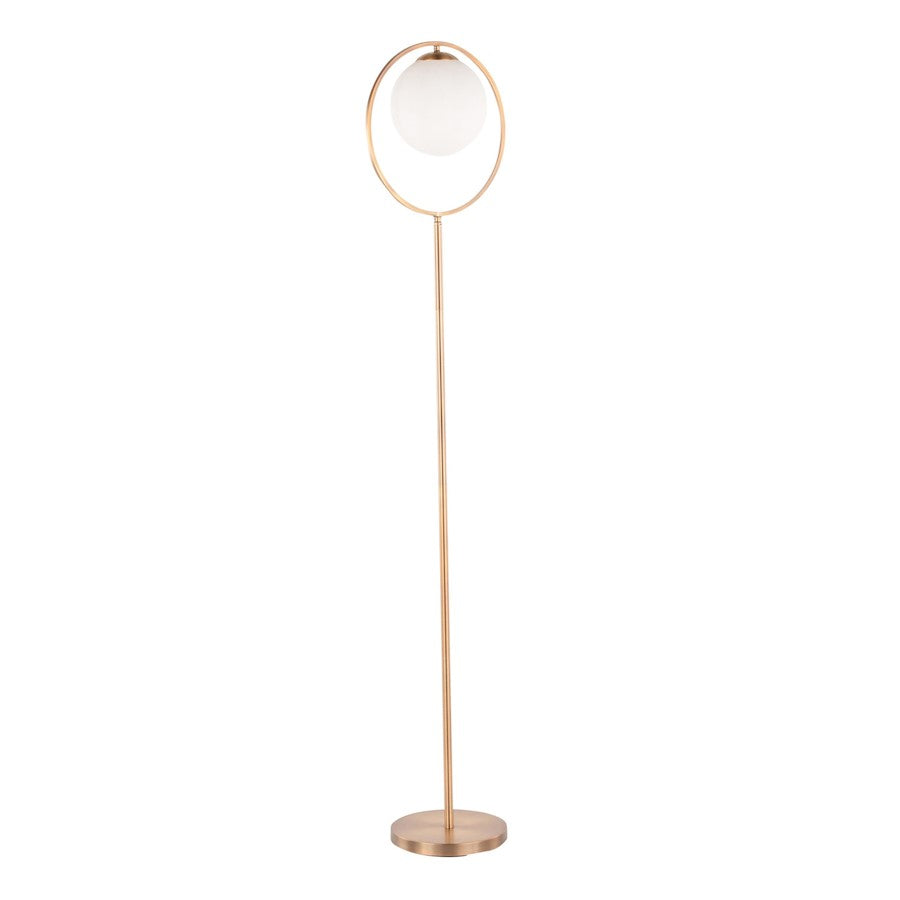 LumiSource Moon Floor Lamp | Gold Metal & Frosted Glass | Living Room & Office | 65in H | Model LS-MOONFLAU