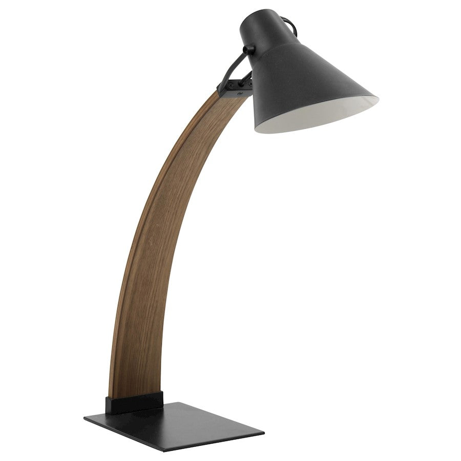 LumiSource Noah Table Lamp | Walnut Wood & Black Shade | Desk & Office | 22in H | Model LS-NOAHWL-BK