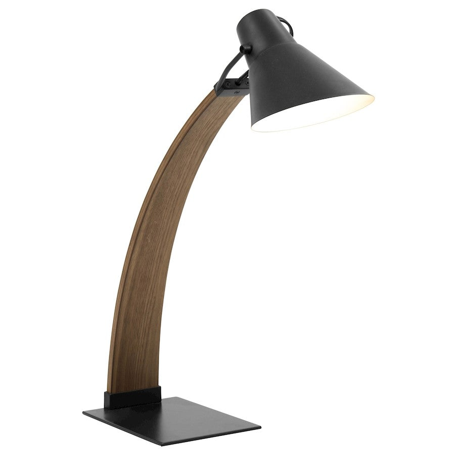 LumiSource Noah Table Lamp | Walnut Wood & Black Shade | Desk & Office | 22in H | Model LS-NOAHWL-BK