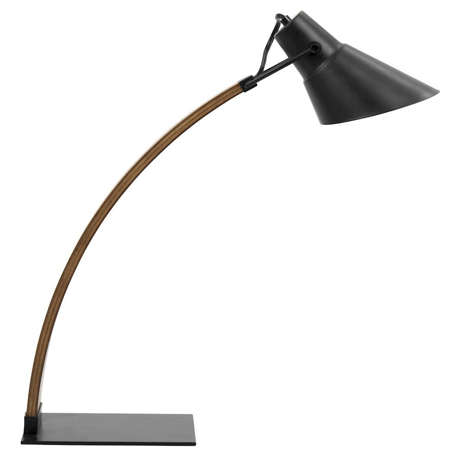 LumiSource Noah Table Lamp | Walnut Wood & Black Shade | Desk & Office | 22in H | Model LS-NOAHWL-BK