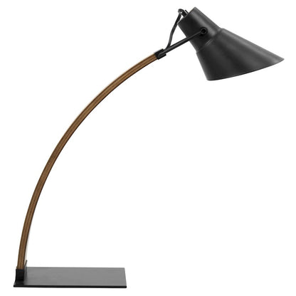 LumiSource Noah Table Lamp | Walnut Wood & Black Shade | Desk & Office | 22in H | Model LS-NOAHWL-BK