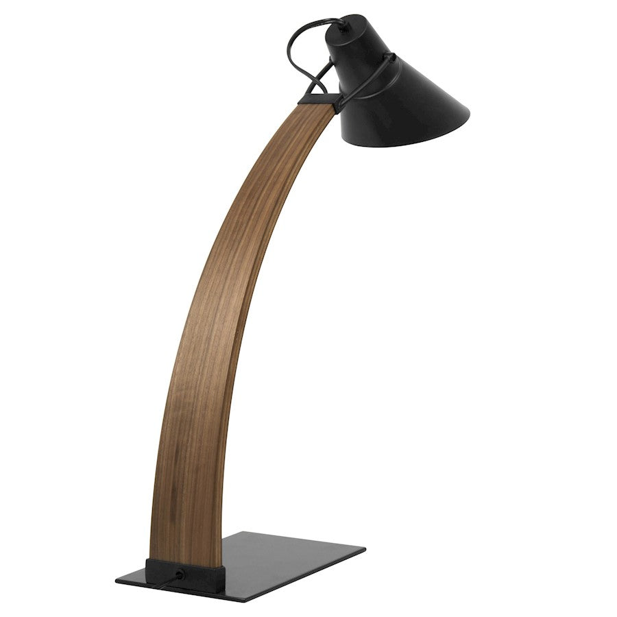LumiSource Noah Table Lamp | Walnut Wood & Black Shade | Desk & Office | 22in H | Model LS-NOAHWL-BK
