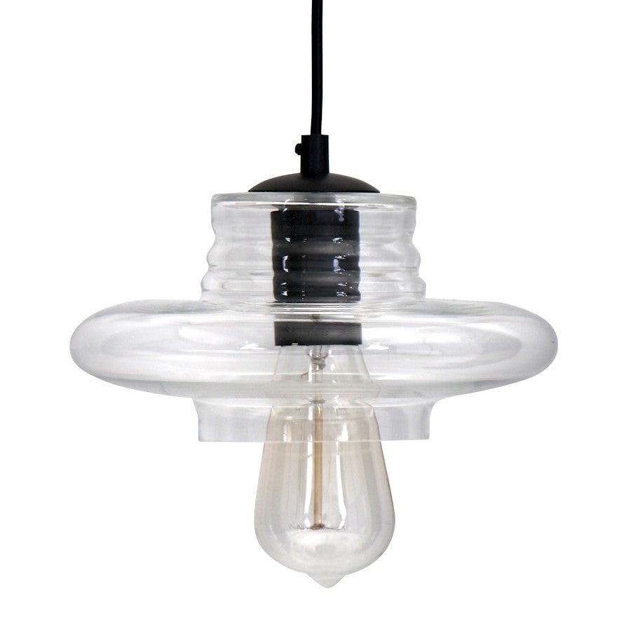 LumiSource Torus Long 5in 1-Light Pendant | Industrial Clear Glass | Kitchen Island & Dining Room | 5 x 5 x 8.25 in | Model LS-OTRSLNG8CL