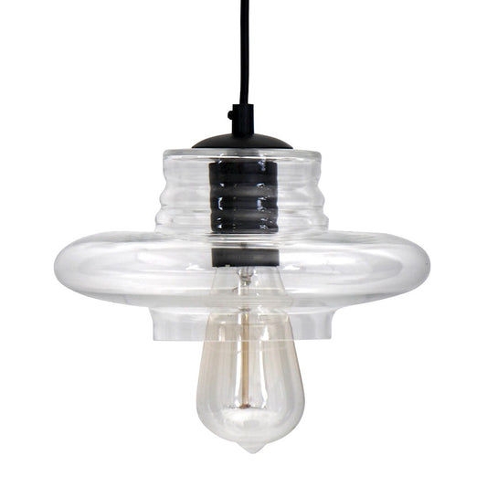 LumiSource Torus Long 5in 1-Light Pendant | Industrial Clear Glass | Kitchen Island & Dining Room | 5 x 5 x 8.25 in | Model LS-OTRSLNG8CL