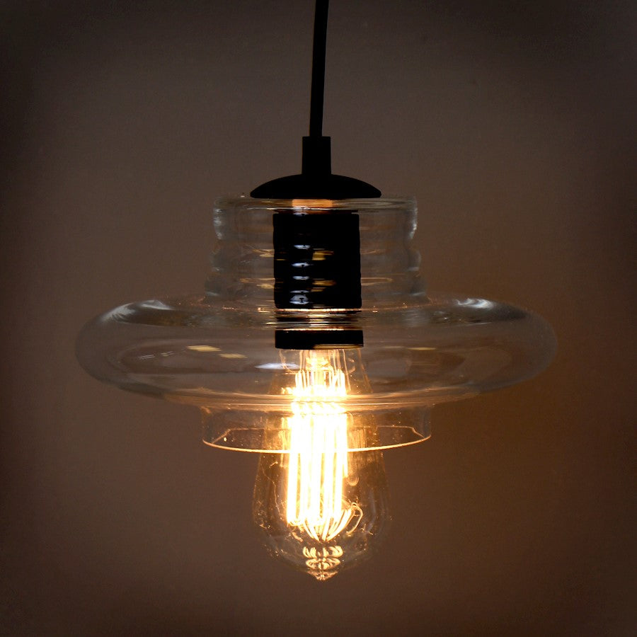 LumiSource Torus Long 5in 1-Light Pendant | Industrial Clear Glass | Kitchen Island & Dining Room | 5 x 5 x 8.25 in | Model LS-OTRSLNG8CL
