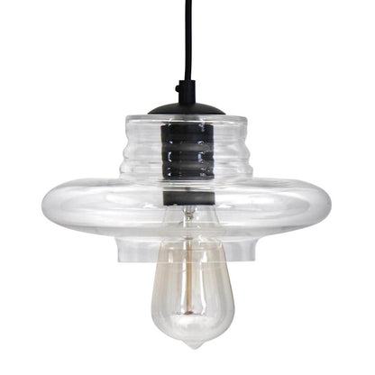 LumiSource Torus Saucer 8.5in 1-Light Pendant | Industrial Clear Glass | Kitchen Island & Dining Room | 8.5 x 8.5 x 4.25 in | Model LS-OTRSSAU8CL