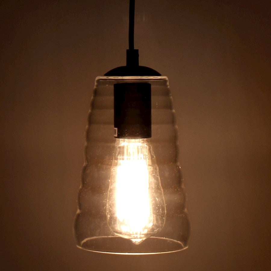 LumiSource Torus Saucer 8.5in 1-Light Pendant | Industrial Clear Glass | Kitchen Island & Dining Room | 8.5 x 8.5 x 4.25 in | Model LS-OTRSSAU8CL