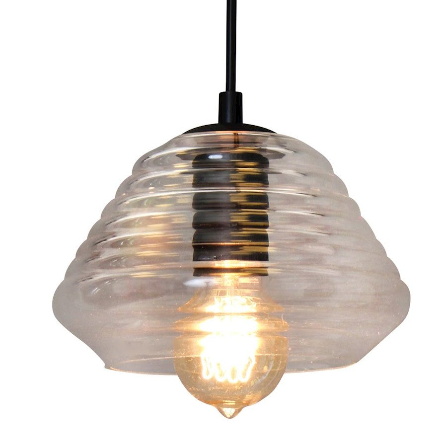 LumiSource Torus Triangle 7.25in 1-Light Pendant | Industrial Clear Glass | Kitchen Island & Dining Room | 7.25 x 7.25 x 6 in | Model LS-OTRSTRI7CL