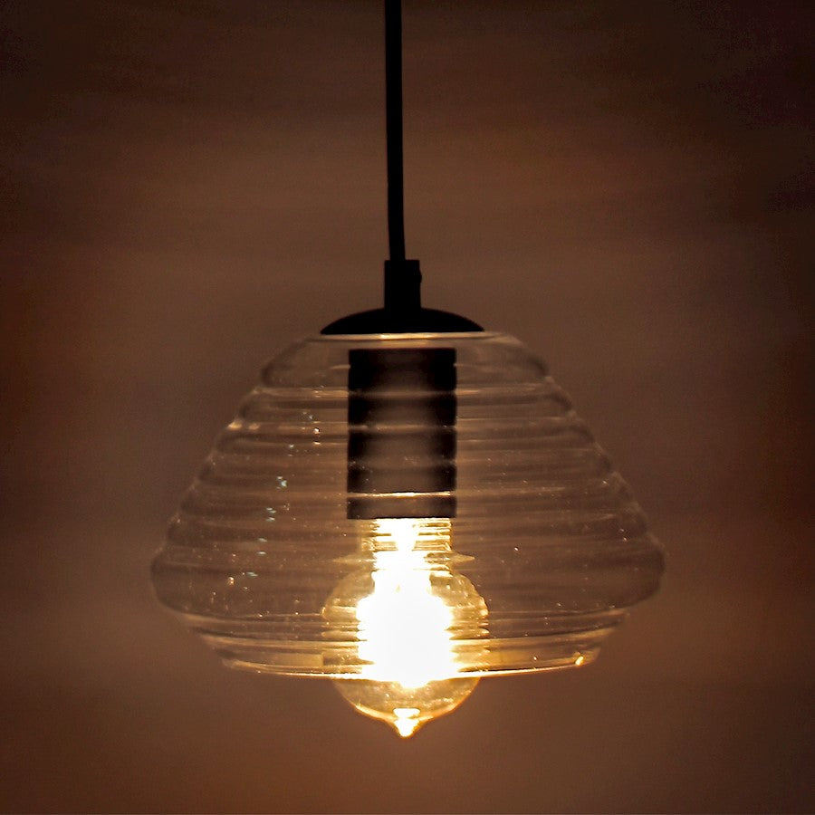 LumiSource Torus Triangle 7.25in 1-Light Pendant | Industrial Clear Glass | Kitchen Island & Dining Room | 7.25 x 7.25 x 6 in | Model LS-OTRSTRI7CL