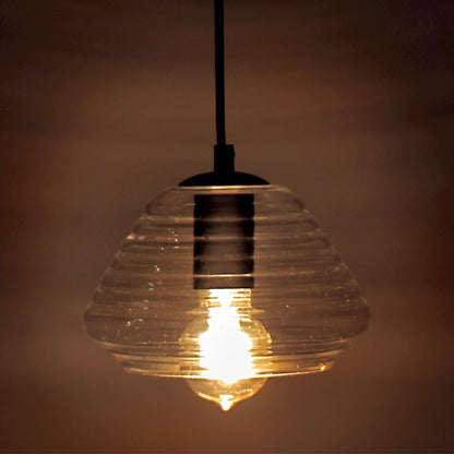 LumiSource Torus Triangle 7.25in 1-Light Pendant | Industrial Clear Glass | Kitchen Island & Dining Room | 7.25 x 7.25 x 6 in | Model LS-OTRSTRI7CL