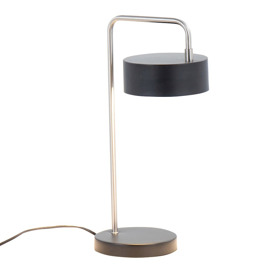 LumiSource Puck 17.75in Table Lamp | Contemporary Black Metal & Nickel | Bedside & Living Room Accent | 9.5 x 6.25 x 17.75 in | Model LS-PUCKTBBKNI
