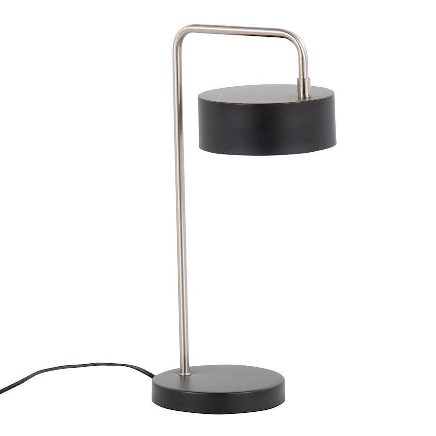 LumiSource Puck 17.75in Table Lamp | Contemporary Black Metal & Nickel | Bedside & Living Room Accent | 9.5 x 6.25 x 17.75 in | Model LS-PUCKTBBKNI