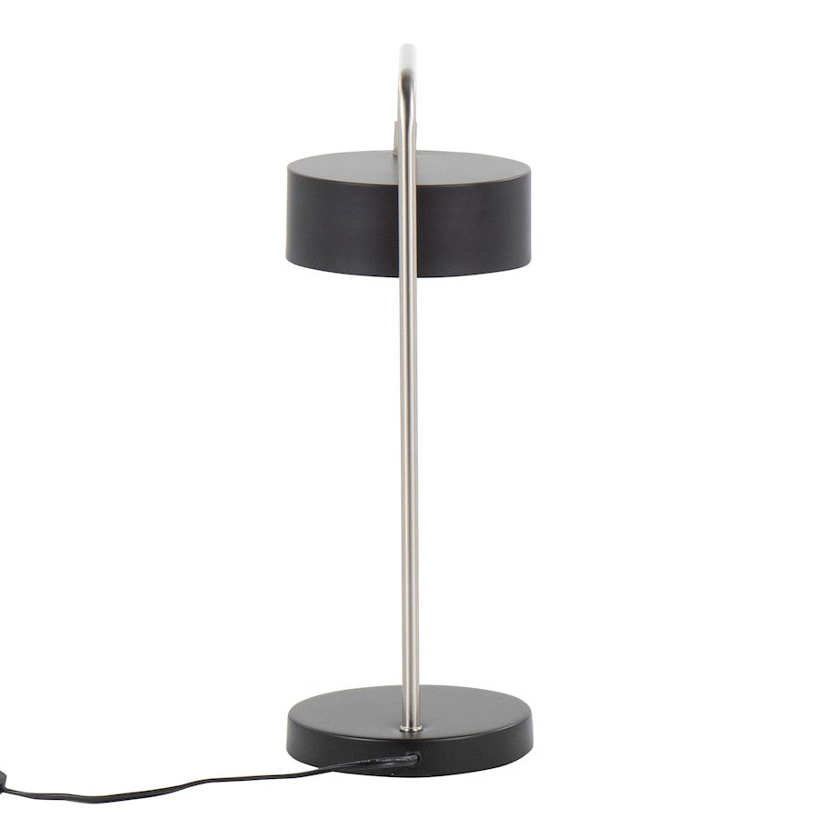 LumiSource Puck 17.75in Table Lamp | Contemporary Black Metal & Nickel | Bedside & Living Room Accent | 9.5 x 6.25 x 17.75 in | Model LS-PUCKTBBKNI