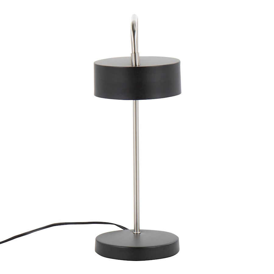 LumiSource Puck 17.75in Table Lamp | Contemporary Black Metal & Nickel | Bedside & Living Room Accent | 9.5 x 6.25 x 17.75 in | Model LS-PUCKTBBKNI