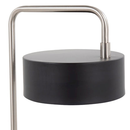 LumiSource Puck 17.75in Table Lamp | Contemporary Black Metal & Nickel | Bedside & Living Room Accent | 9.5 x 6.25 x 17.75 in | Model LS-PUCKTBBKNI