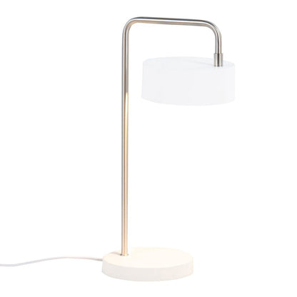 LumiSource Puck Table Lamp | White and Nickel Metal | Bedside & Desk Accent Light | 9.5 x 6.25 x 17.75 in | Model LS-PUCKTBWNI