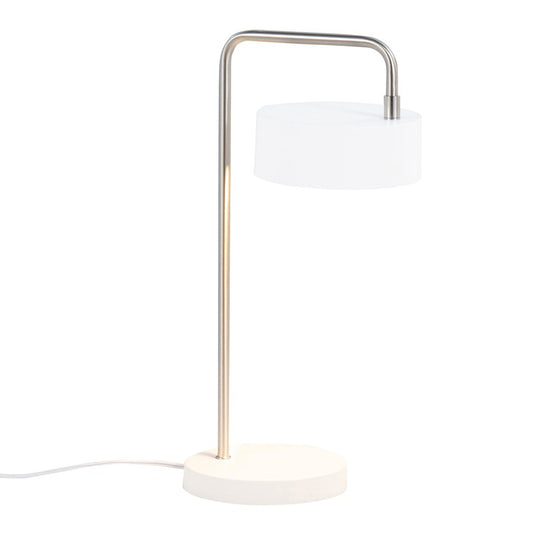 LumiSource Puck Table Lamp | White and Nickel Metal | Bedside & Desk Accent Light | 9.5 x 6.25 x 17.75 in | Model LS-PUCKTBWNI