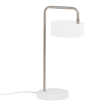 LumiSource Puck Table Lamp | White and Nickel Metal | Bedside & Desk Accent Light | 9.5 x 6.25 x 17.75 in | Model LS-PUCKTBWNI