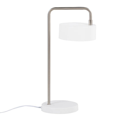 LumiSource Puck Table Lamp | White and Nickel Metal | Bedside & Desk Accent Light | 9.5 x 6.25 x 17.75 in | Model LS-PUCKTBWNI
