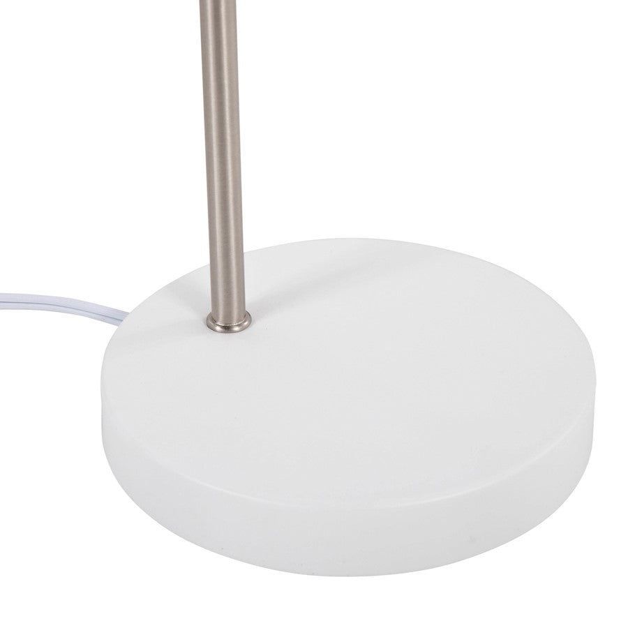 LumiSource Puck Table Lamp | White and Nickel Metal | Bedside & Desk Accent Light | 9.5 x 6.25 x 17.75 in | Model LS-PUCKTBWNI