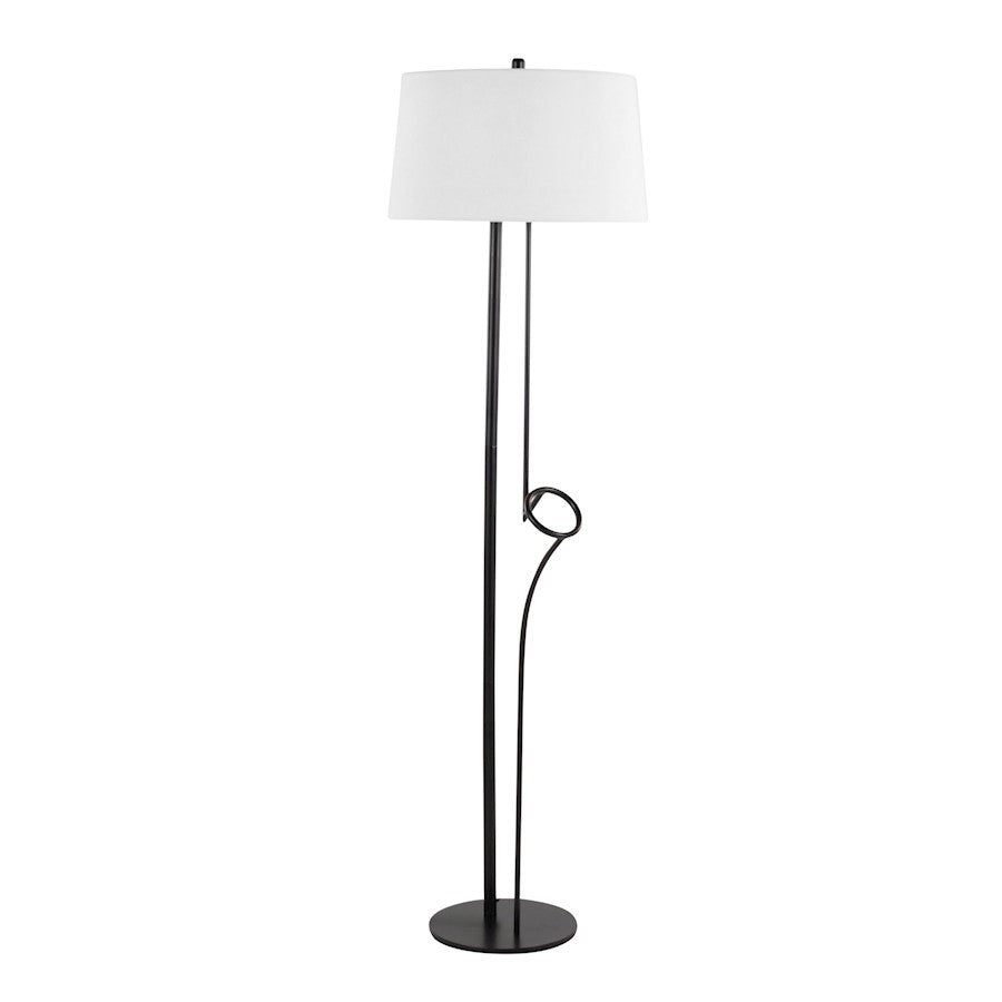 LumiSource Shadow Floor Lamp | Black Steel and White Linen | Living Room & Reading Corner | 20.5 x 20.5 x 67 in | Model LS-SHADOWBKW