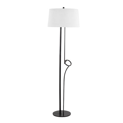 LumiSource Shadow Floor Lamp | Black Steel and White Linen | Living Room & Reading Corner | 20.5 x 20.5 x 67 in | Model LS-SHADOWBKW