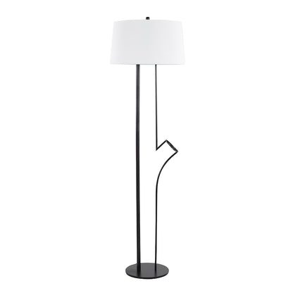 LumiSource Shadow Floor Lamp | Black Steel and White Linen | Living Room & Reading Corner | 20.5 x 20.5 x 67 in | Model LS-SHADOWBKW