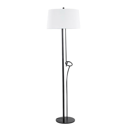 LumiSource Shadow Floor Lamp | Black Steel and White Linen | Living Room & Reading Corner | 20.5 x 20.5 x 67 in | Model LS-SHADOWBKW