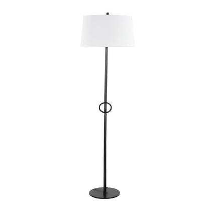 LumiSource Shadow Floor Lamp | Black Steel and White Linen | Living Room & Reading Corner | 20.5 x 20.5 x 67 in | Model LS-SHADOWBKW