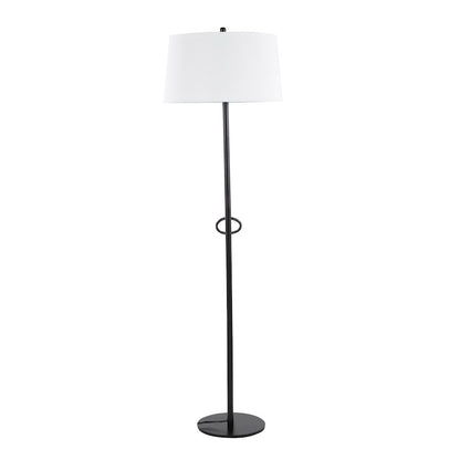 LumiSource Shadow Floor Lamp | Black Steel and White Linen | Living Room & Reading Corner | 20.5 x 20.5 x 67 in | Model LS-SHADOWBKW