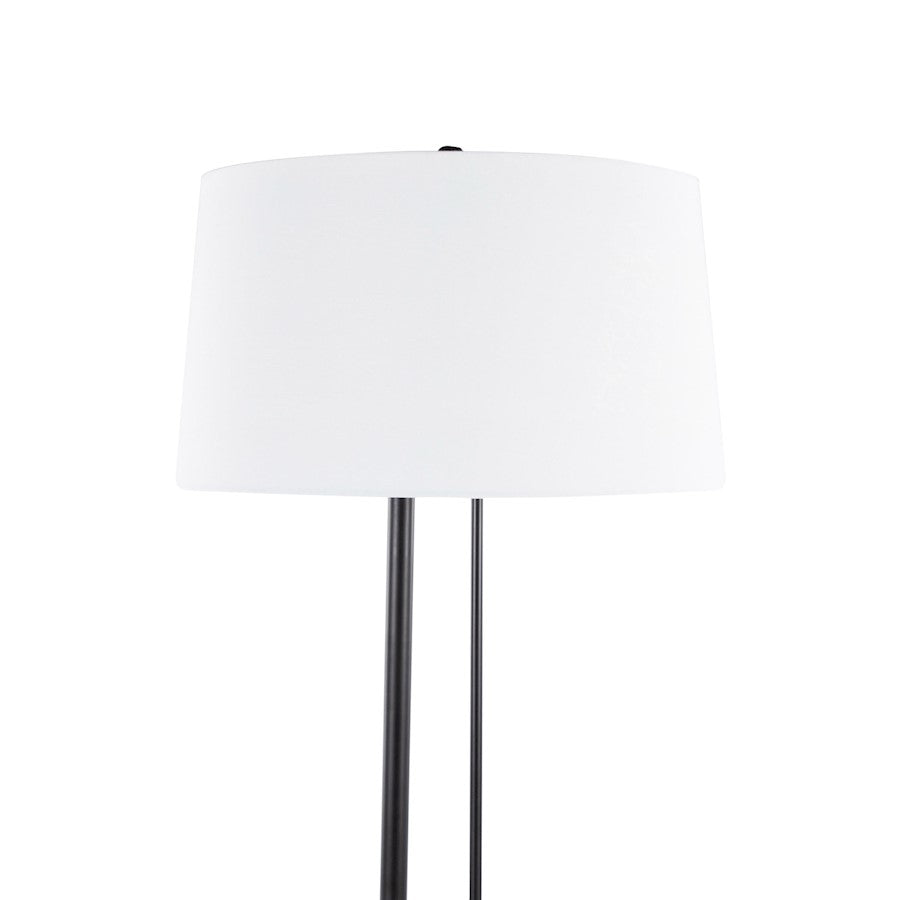 LumiSource Shadow Floor Lamp | Black Steel and White Linen | Living Room & Reading Corner | 20.5 x 20.5 x 67 in | Model LS-SHADOWBKW