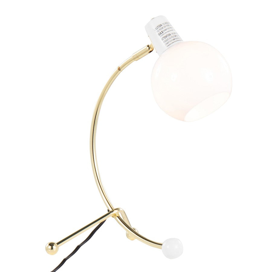 LumiSource Orb Eileen Task Lamp | Gold Metal and White Plastic | Desk & Workspace | 9.75 x 12.5 x 17.5 in | Model LTB-EILEENAUW