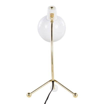 LumiSource Orb Eileen Task Lamp | Gold Metal and White Plastic | Desk & Workspace | 9.75 x 12.5 x 17.5 in | Model LTB-EILEENAUW